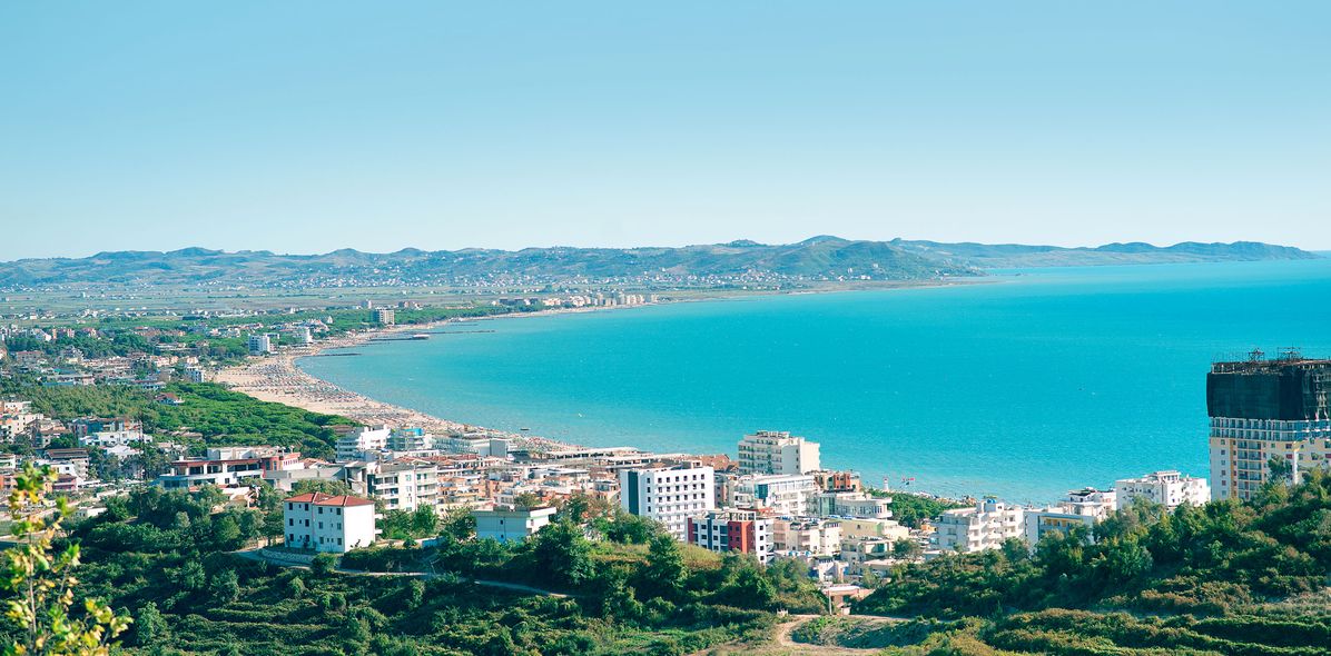 Europa, Albanien, Durres, Strand, Promenade