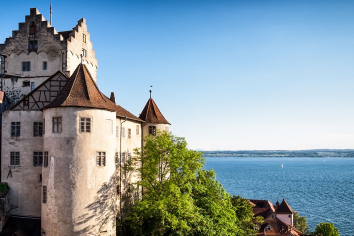Blick auf die Burg Meersburg am Bodensee
