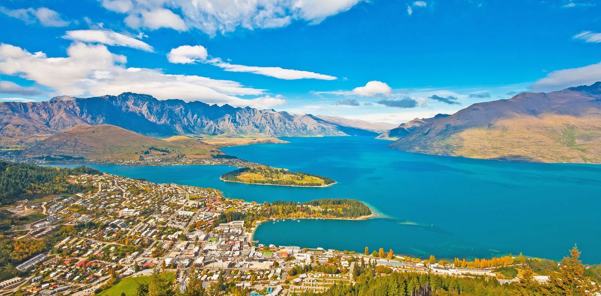 Blick auf Queenstown in Neuseeland
