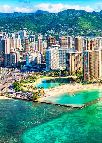 Blick auf die Stadt Honululu auf den Hawaii Inseln