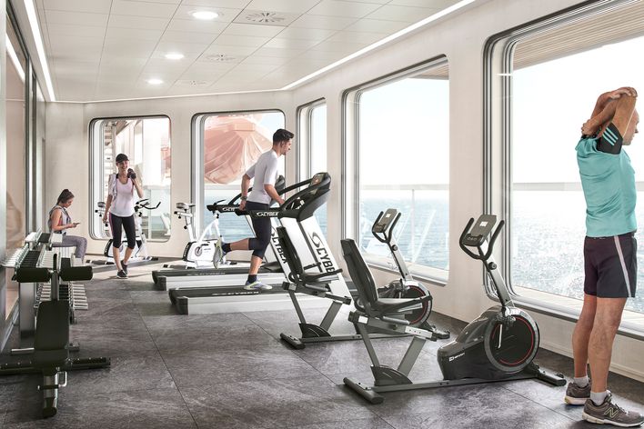 Fitnessbereich auf einem Havila Voyages Schiff