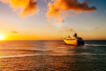 Kreuzfahrtschiff vor Insel