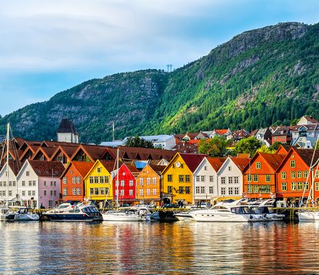 Bunte Häuser in Bergen