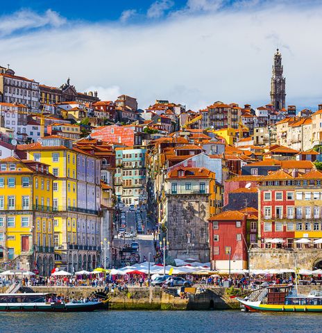 Bunte Häuser in Porto
