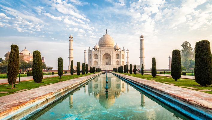 Blick auf den Taj Mahal in Indien