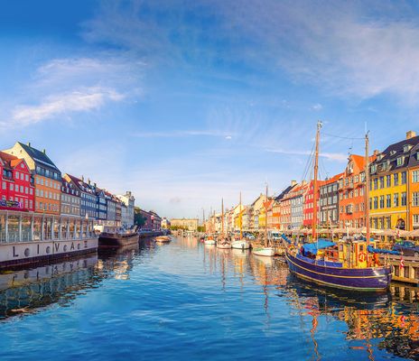 Bunte Häuser am Nyhavn in Kopenhagen, Dänemark