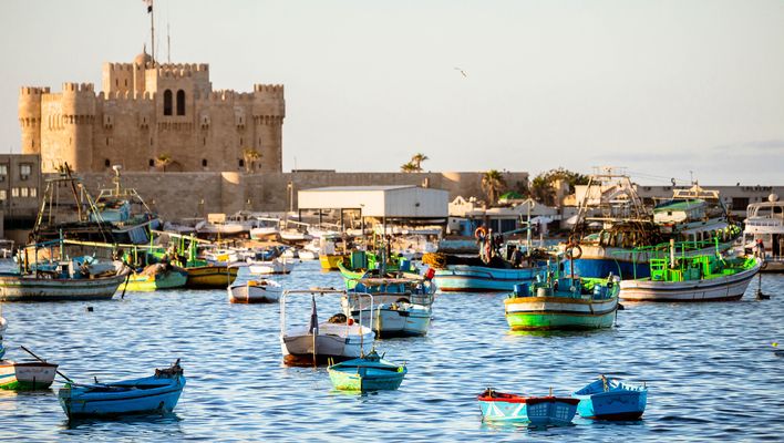 Hafen und Boote in Alexandria