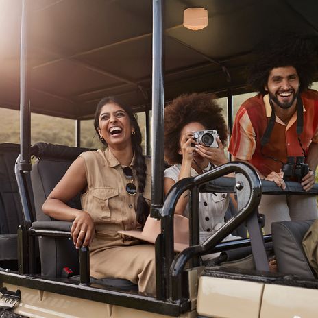Gruppe bei Safari in Südafrika