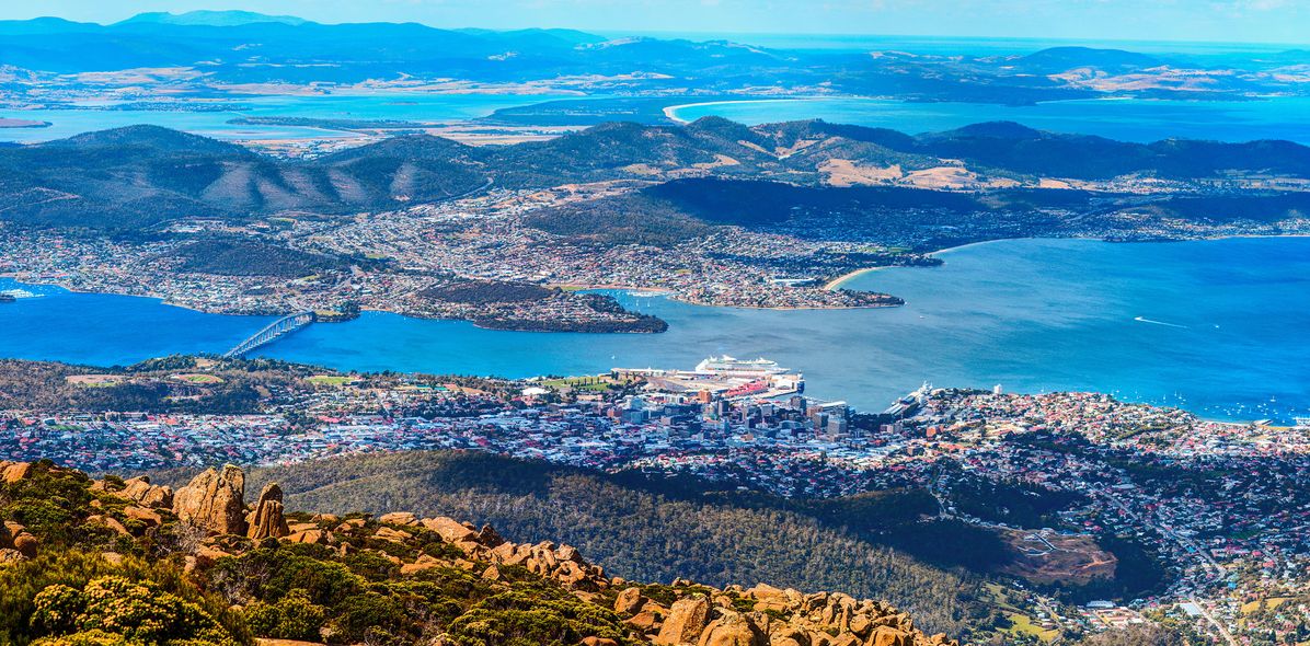 Luftaufnahme von Hobart in Tasmanien