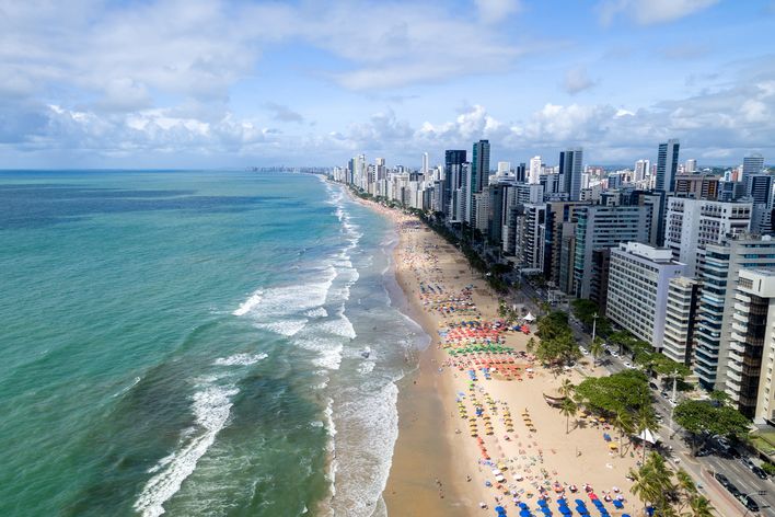 Blick auf den Strand von Recife, Brasilien