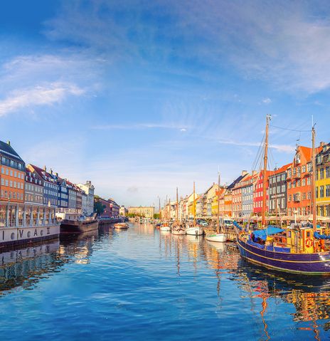 Bunte Häuser am Nyhavn in Kopenhagen, Dänemark