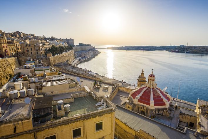 Blick auf die Stadt Valletta auf Malta von oben