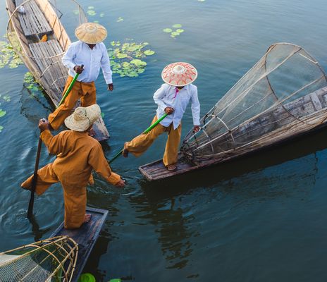 Fischer im Inle See in Myanmar