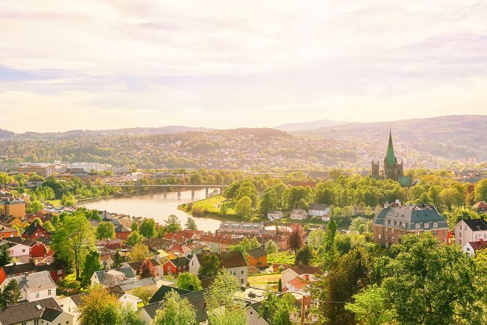 Blick auf die Norwegische Stadt Trondheim