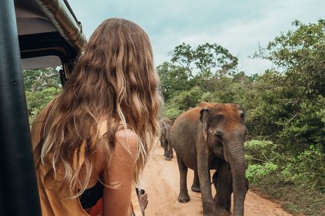 Frau auf Safari in Afrika