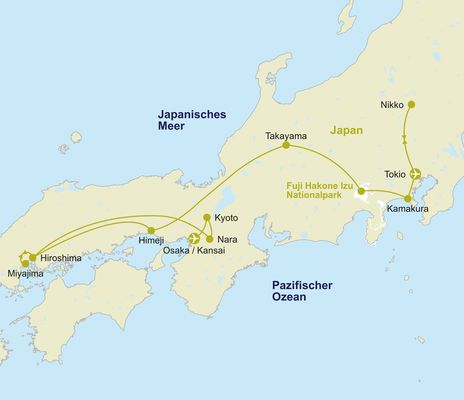 Japan Routenkarte