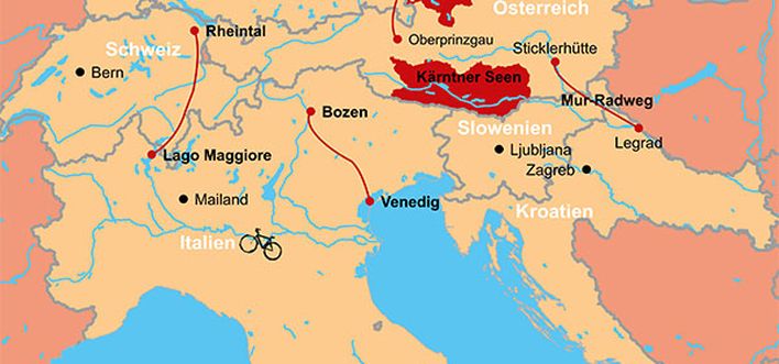 Bekannte Radwege in Südeuropa