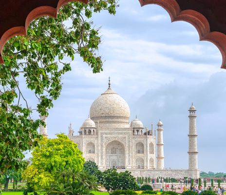 Blick auf den Taj Mahal in Indien