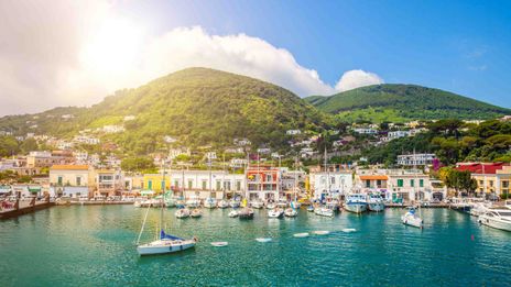 Hafen von Ischia Porto mit vielen Booten, Italien