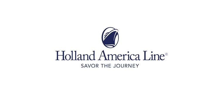 Das Holland-America-Line-Logo zeigt den dunkelblauen Markennamen und ein stilisiertes Schiffsemblem.