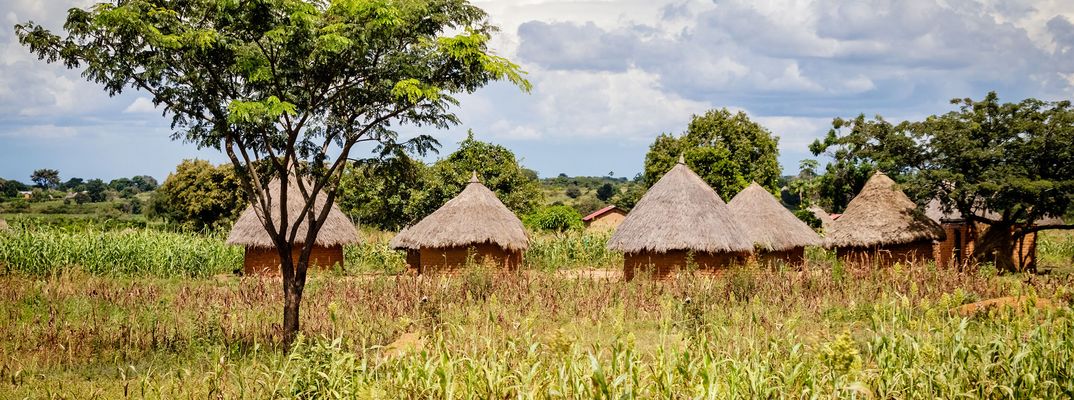 Traditionelle Rundhütten in Uganda