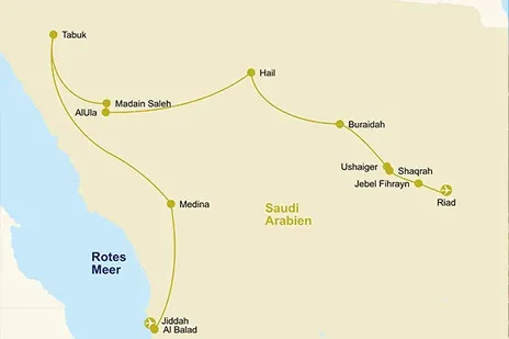 Routenkarte Saudi-Arabien