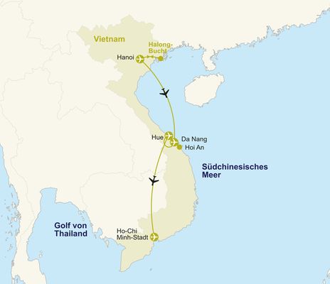 Routenkarte Vietnam