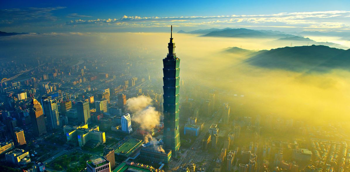 Luftaufnahme der Hauptstadt Taipeh, Taiwan