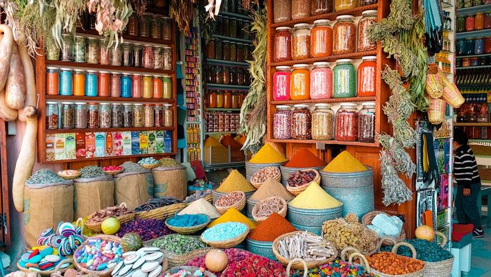 Gewürzstand in Marrakesch in Marokko 