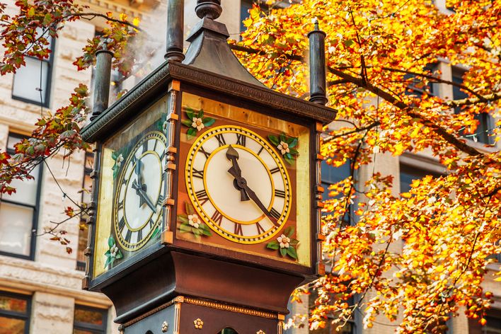 Gastown Dampfuhr im Herbst 