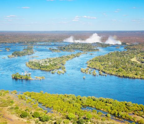 Luftaufnahme von Flusslandschaft in Simbabwe