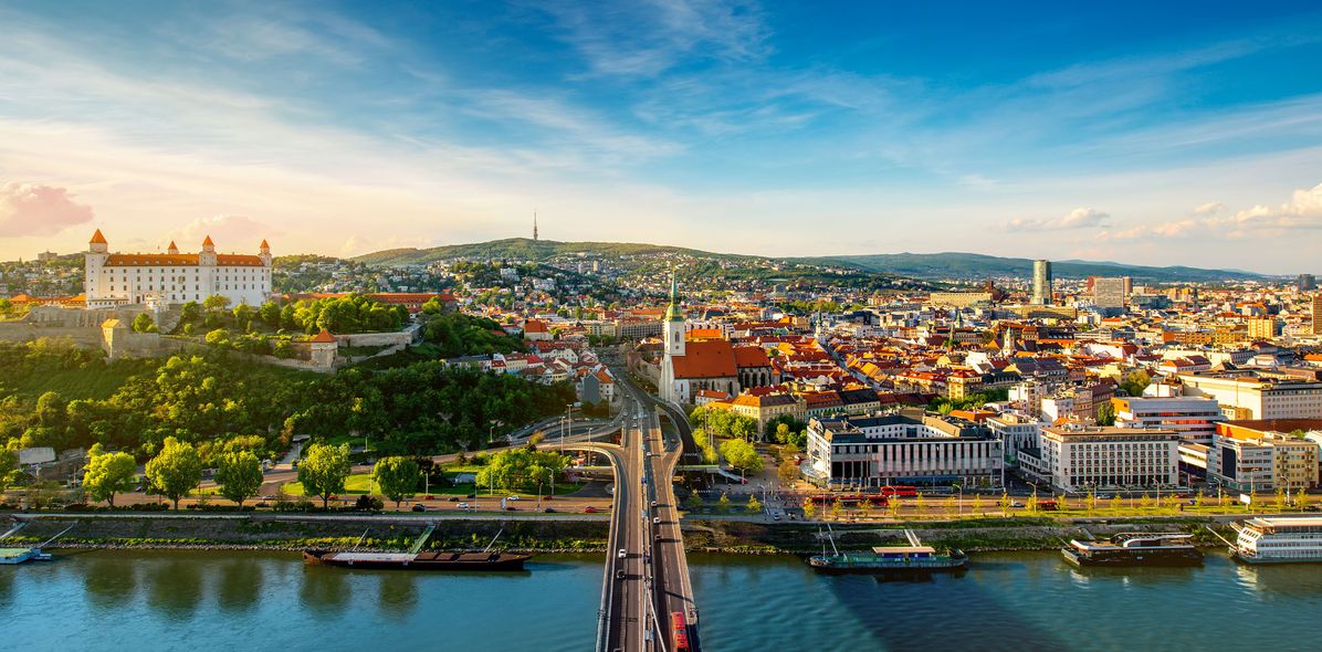 Blick auf Bratislava und die Donau