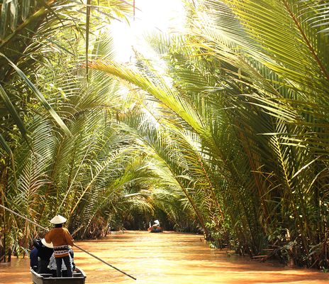 Boot auf dem Mekong Delta