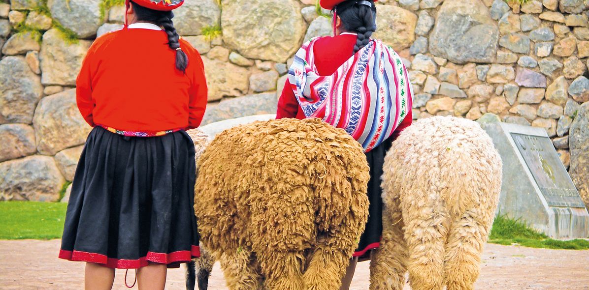 Frauen mit Lamas