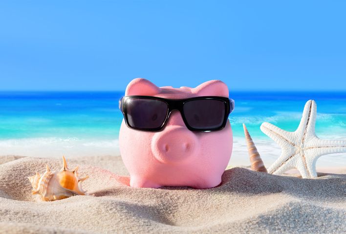 Sparschwein am Strand