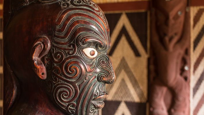Maori Maske in Neuseeland