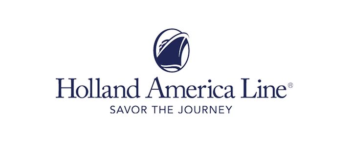 Das Logo von Holland America Line verbindet ein blaues Emblem mit dem Schriftzug Savor the Journey.