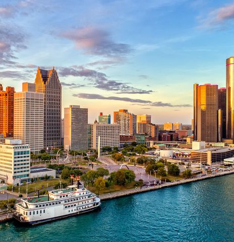 Blick auf Detroit in Michigan