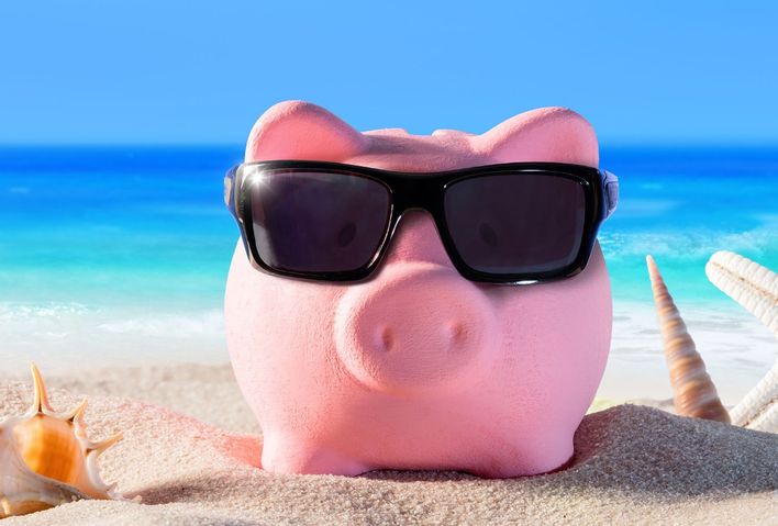 Sparschwein am Strand