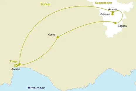 Routenkarte Türkei