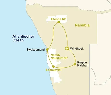 Routenkarte Namibia