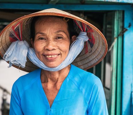 Frau am Mekongdelta in Vietnam