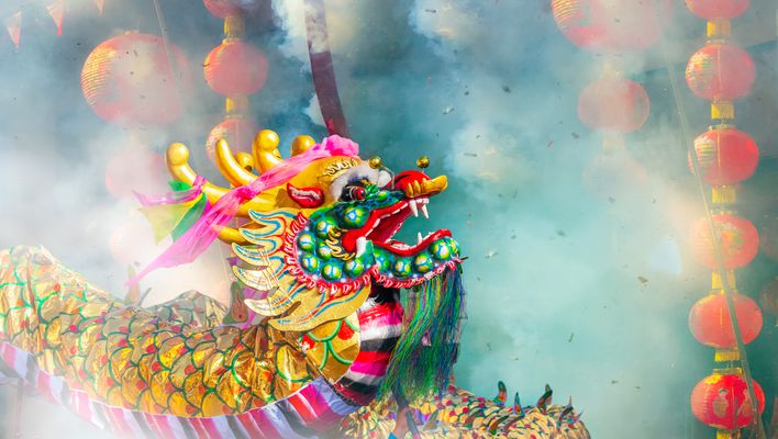 Chinesischer Drache beim Neujahrsfest