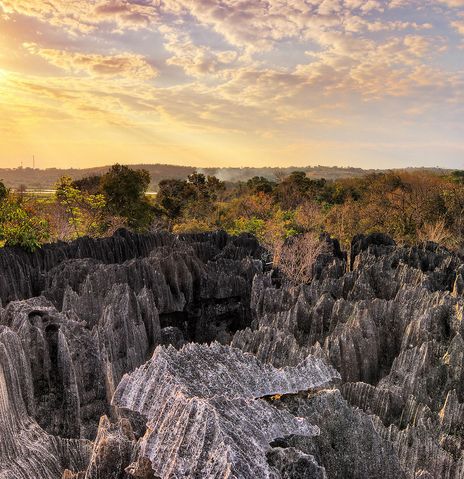 Tsingy Nationalpark bei Sonnenuntergang
