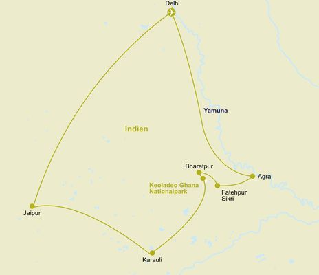 Indien Routenkarte