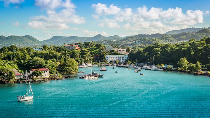 Blick auf St. Lucia in der Karibik