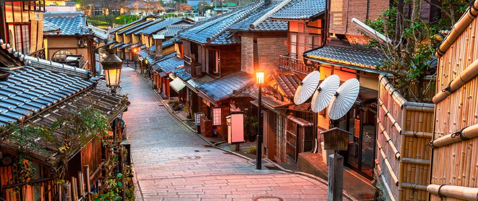 Traditionelle Häuser in der Altstadt von Higashiyama, Kyoto