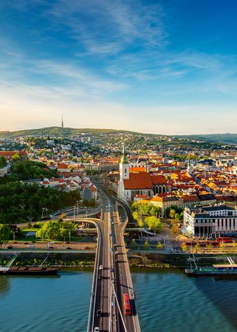 Blick auf Bratislava und die Donau