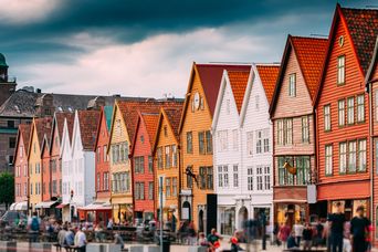 Bunte Häuser in Bergen