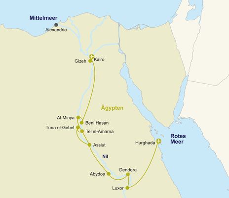 Routenkarte Ägypten